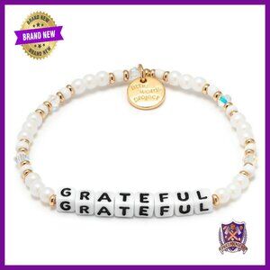 Stretch Beaded Bracelet with Positive Message, Brass Hardware